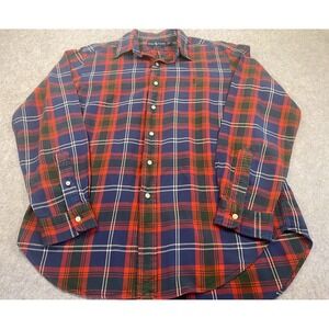 Ralph Lauren VINTAGE Mens Classic Fit Plaid Button Down Shirt Red Blue Green Lrg